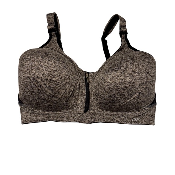 Victoria’s Secret Sport Other - Victoria’s Sport Heathered Black Zip-Front Sports Bra Size 34DD